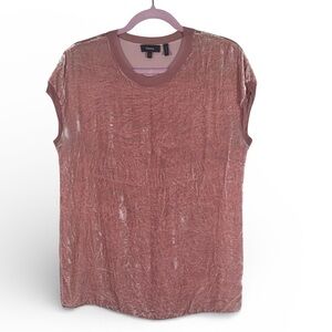 Theory Pink Crushed Velvet Blouse Womens S Luxury Shirt Top Classic